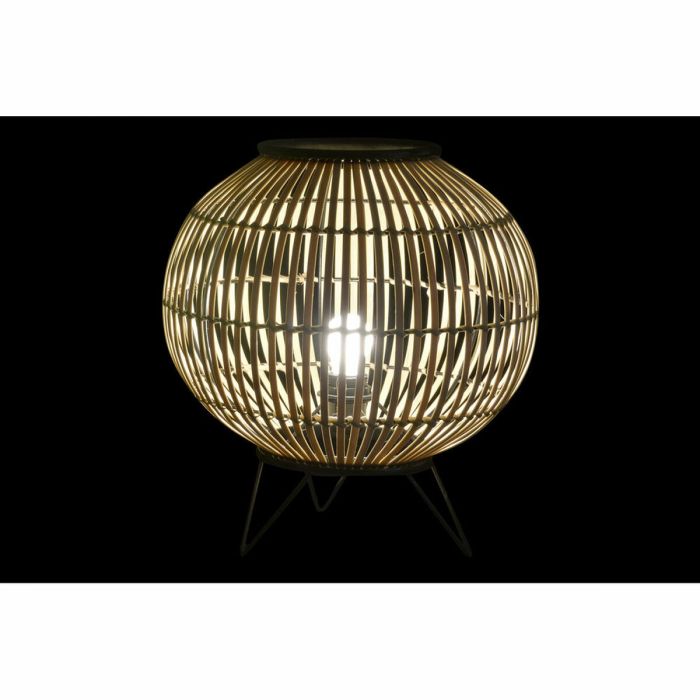 Lámpara de mesa DKD Home Decor Negro Metal Marrón Bambú (36 x 36 x 37 cm) 3