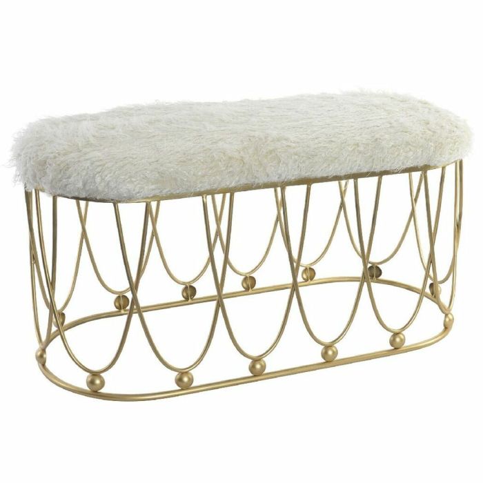 Banqueta DKD Home Decor Dorado Metal Poliéster Terciopelo Blanco (91 x 40 x 46 cm) Banqueta DKD Home Decor Dorado Metal Poliéster Terciopelo Blanco (91 x 40 x 46 cm)