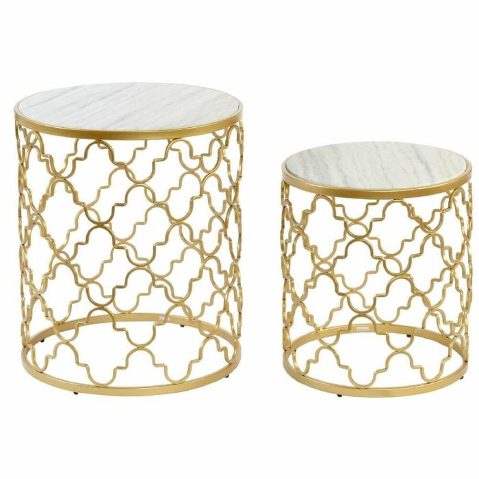 Mesa auxiliar DKD Home Decor Plateado Metal Blanco Mármol (48 x 48 x 57 cm) (2 pcs) (40 x 40 x 46 cm) Mesa auxiliar DKD Home Decor Plateado Metal Blanco Mármol (48 x 48 x 57 cm) (2 pcs) (40 x 40 x 46 cm)