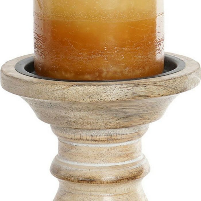 Candelabro DKD Home Decor 12,5 x 12,5 x 31 cm Floral Metal Marrón Blanco Madera de mango Indio 1