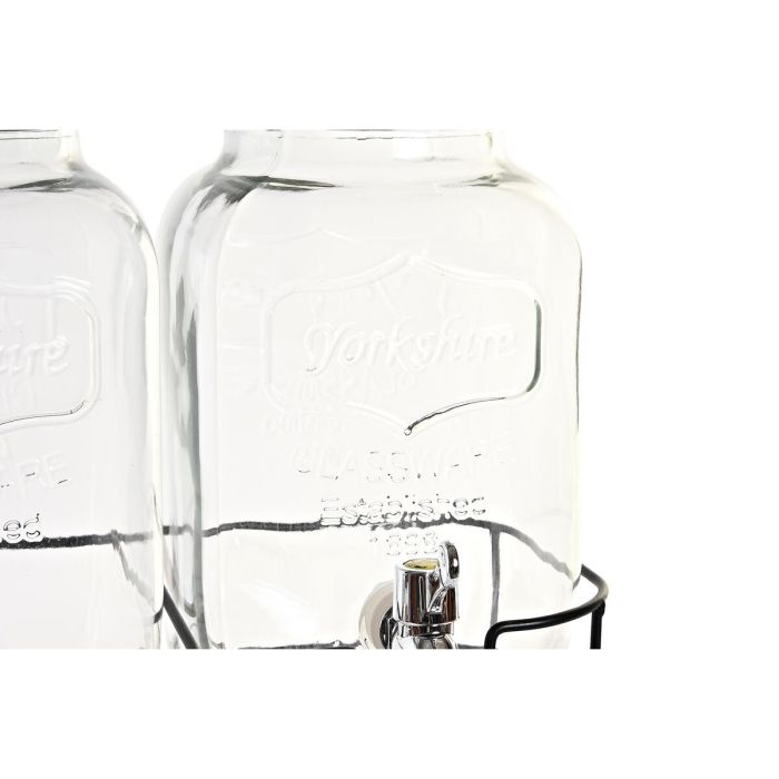 Dispensador de bebidas DKD Home Decor 2 x 4 L Cristal Transparente Hierro
