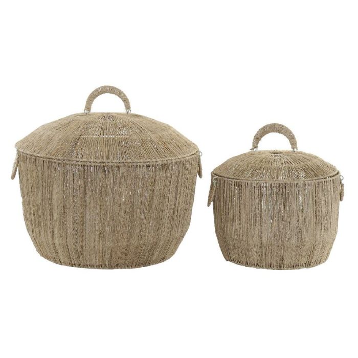 Juego de Cestas DKD Home Decor 51 x 51 x 48 cm Metal Jute Boho