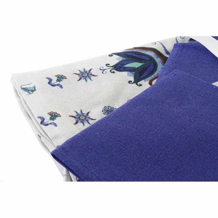Mantel y servilletas DKD Home Decor 150 x 250 x 0,5 cm Azul Blanco (2 Unidades) 2