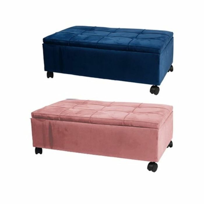 Descalzadora Glam DKD Home Decor Azul Marino Rosa Palo 39.5 x 24.5 x 70 cm (2 Unidades)