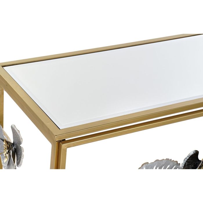 Consola DKD Home Decor Espejo Gris Dorado Metal Flores (15.6 x 46.4 x 80 cm) 4