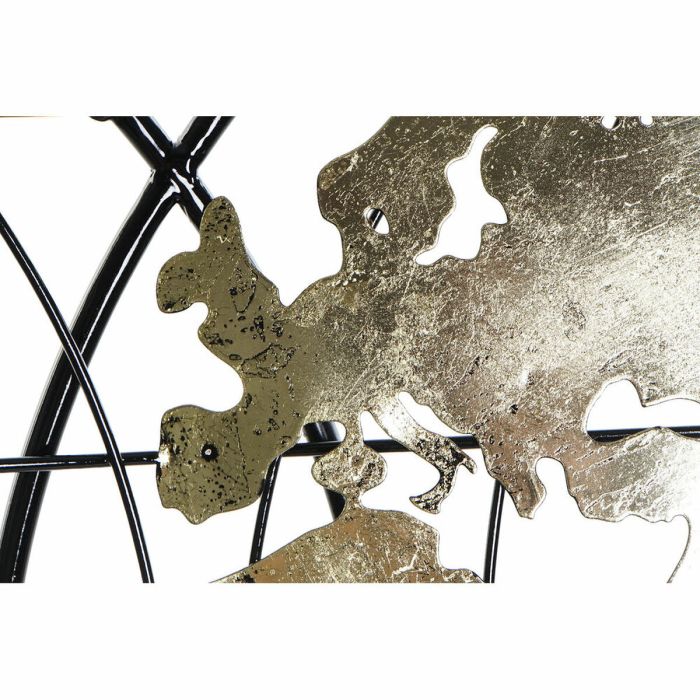 Decoración de Pared DKD Home Decor Negro Dorado Metal Mapamundi (108 x 6.4 x 60 cm) 1