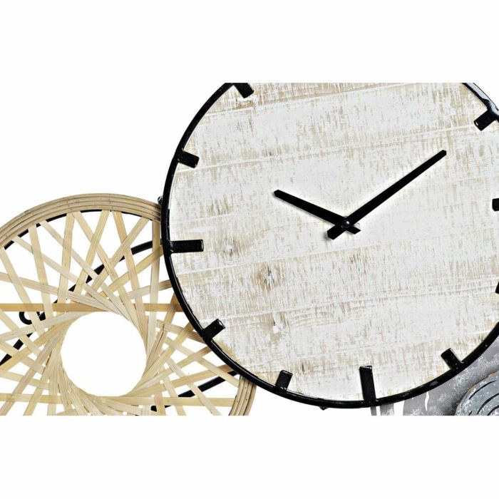 Reloj de Pared DKD Home Decor Gris Metal Círculos Madera MDF (99 x 7.6 x 54.3 cm) 1