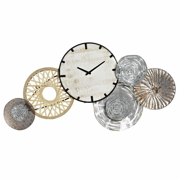 Reloj de Pared DKD Home Decor Gris Metal Círculos Madera MDF (99 x 7.6 x 54.3 cm)