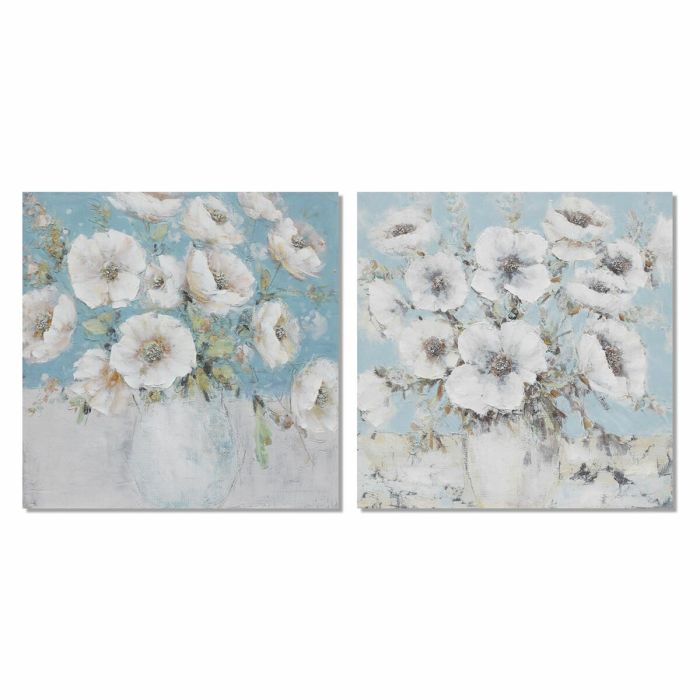 Cuadro DKD Home Decor 100 x 2,8 x 100 cm Jarrón Shabby Chic (2 Unidades)