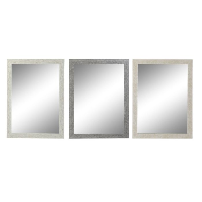 Espejo de pared DKD Home Decor 70 x 2 x 96 cm Cristal Gris Beige Blanco Poliestireno Urbano (3 Piezas)
