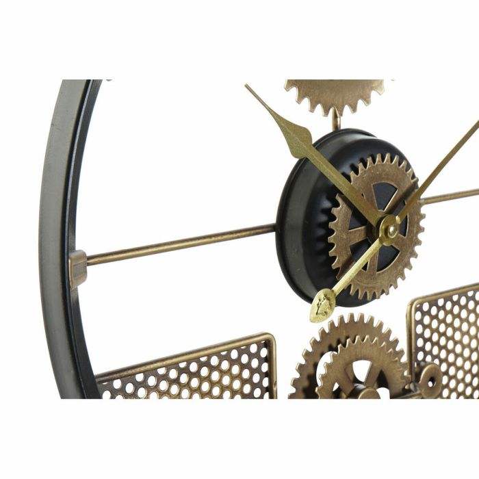 Reloj de Pared DKD Home Decor 40 x 5,5 x 40 cm Plateado Negro Dorado Hierro Engranajes (2 Unidades) 2