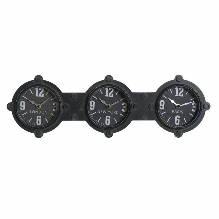 Reloj de Pared DKD Home Decor Cristal Negro Hierro (58 x 6.5 x 18 cm)