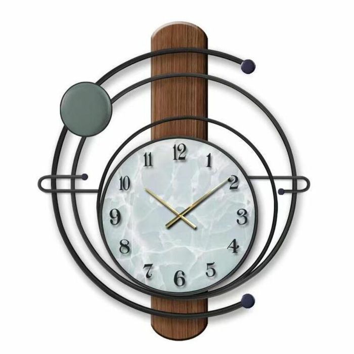 Reloj de Pared DKD Home Decor Negro Hierro Madera MDF (60 x 4.5 x 60 cm)