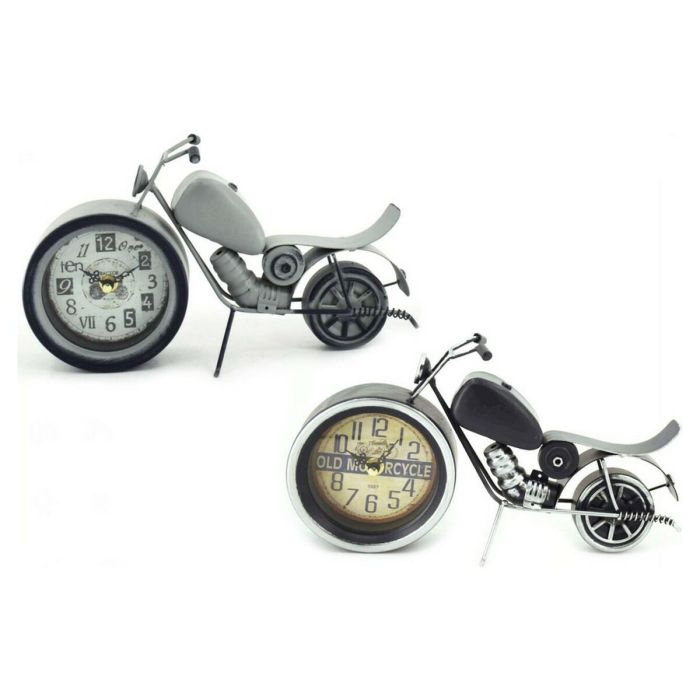 Reloj de Mesa DKD Home Decor 29,5 x 7,5 x 17 cm Negro Gris Moto Hierro Vintage (2 Unidades)