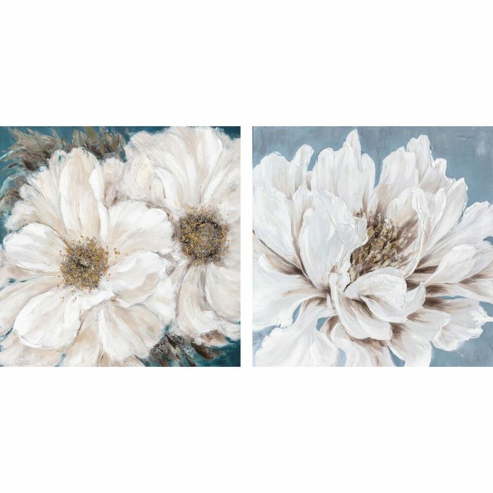 Cuadro Romantico DKD Home Decor Blanco Azul 3.5 x 80 x 80 cm (2 Unidades)