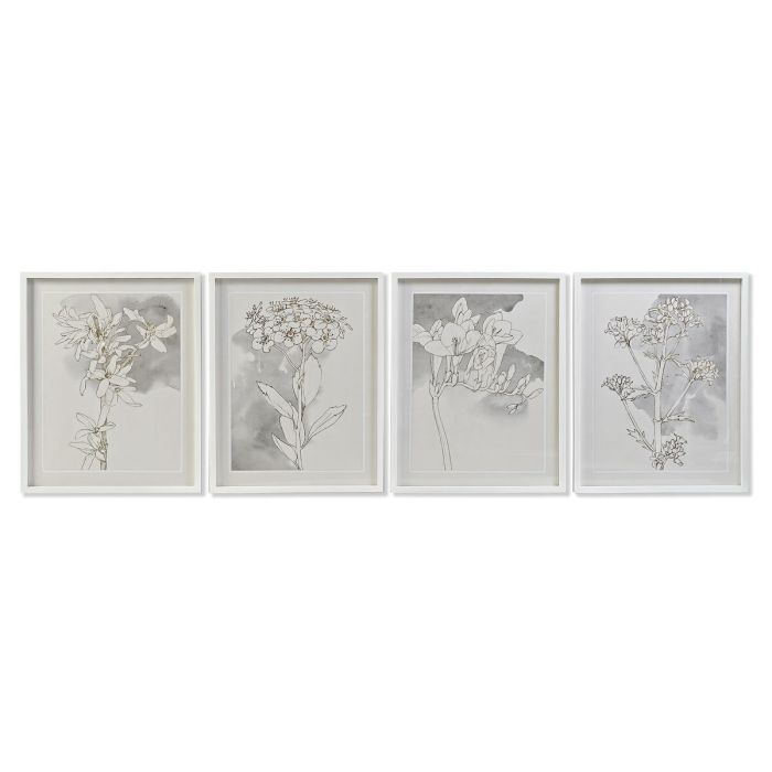 Cuadro DKD Home Decor 55 x 2,5 x 70 cm Flores Romántico (4 Piezas) 1