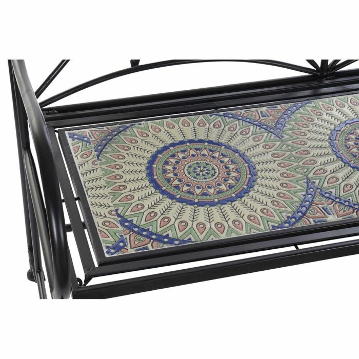 Banco DKD Home Decor Negro Multicolor Metal Cerámica Forja Mosaico 111 x 54 x 88 cm (111 x 54 x 88 cm) 1