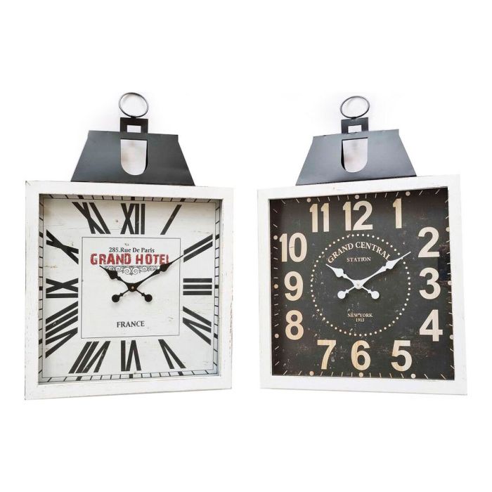 Reloj de Pared DKD Home Decor 60 x 6 x 89 cm Cristal Negro Blanco Hierro Tradicional Madera MDF (2 Unidades)