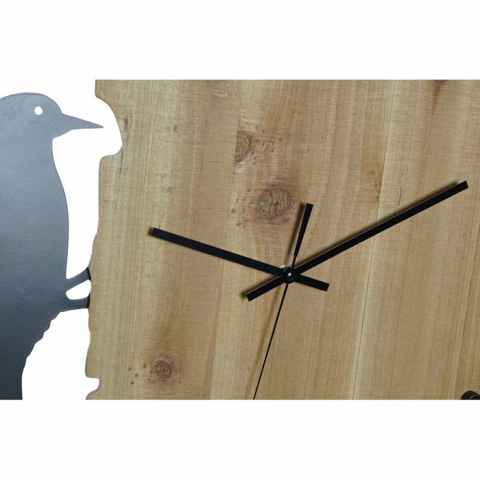 Reloj de Pared DKD Home Decor Negro Marrón Blanco Hierro Pájaro 50 x 4 x 50 cm Madera MDF (2 Unidades) 1