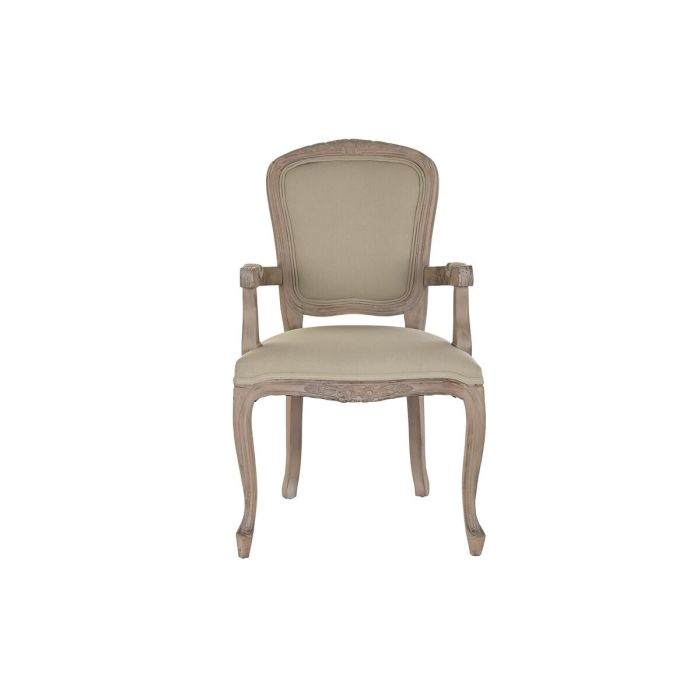 Silla DKD Home Decor Beige Madera Poliéster (57 x 57 x 94 cm) 2 Silla DKD Home Decor Beige Madera Poliéster (57 x 57 x 94 cm) 2