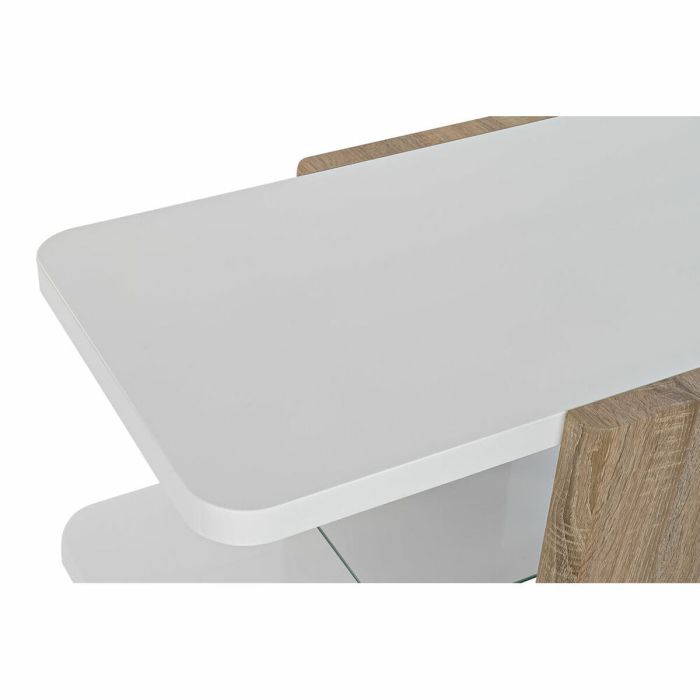 Mesa auxiliar DKD Home Decor Blanco Marrón Cristal Madera MDF 110 x 60 x 45 cm 4