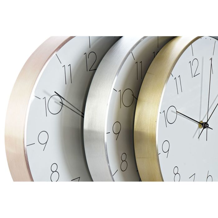 Reloj de Pared DKD Home Decor Plateado Rosa Dorado Aluminio (31 x 4.2 x 31 cm) (3 pcs) 1