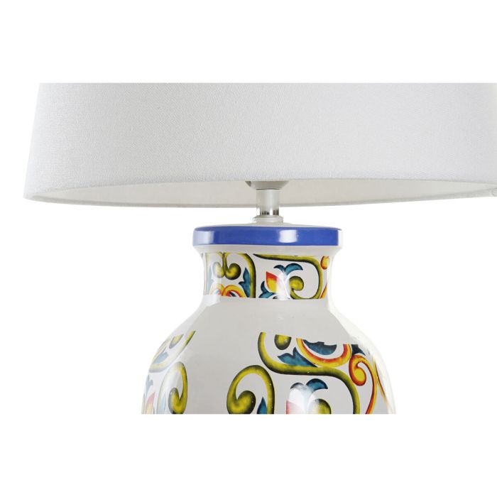 Lámpara de mesa DKD Home Decor Cerámica Lino Blanco (34 x 34 x 67 cm) 2