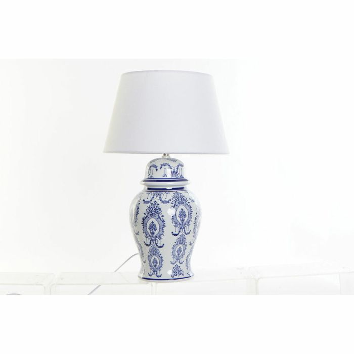 Lámpara de mesa DKD Home Decor Azul Blanco Lino Cerámica (32 x 32 x 53 cm)