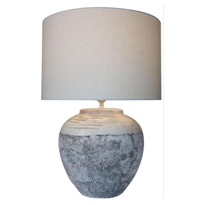 Lámpara de mesa DKD Home Decor Blanco Gris Cerámica Plástico Lienzo 50 W 220 V 42 x 42 x 60 cm
