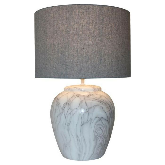 Lámpara de mesa DKD Home Decor Lienzo Cerámica Gris Blanco (38 x 38 x 58 cm) 1