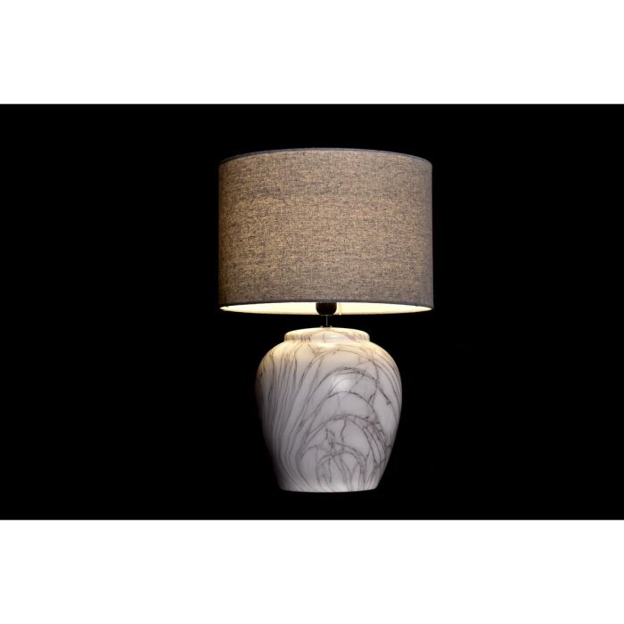 Lámpara de mesa DKD Home Decor Lienzo Cerámica Gris Blanco (38 x 38 x 58 cm) 2