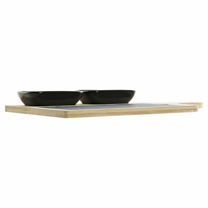 Set de Aperitivo DKD Home Decor Negro Natural Bambú Plástico Gres Pizarra Cottage 33 x 19,7 x 3,5 cm (4 pcs) 3