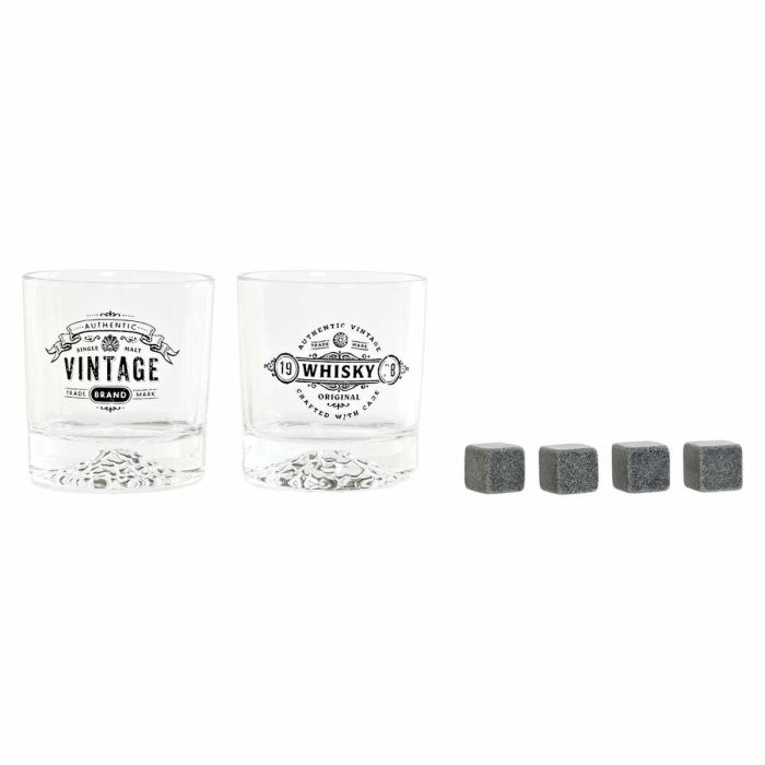 Set de Vasos DKD Home Decor Transparente Gris oscuro Cristal Piedra Plástico 6 Piezas 320 ml 1