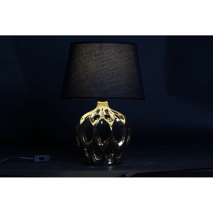 Lámpara de mesa DKD Home Decor Cerámica Negro Dorado Algodón (30 x 30 x 44 cm) 1
