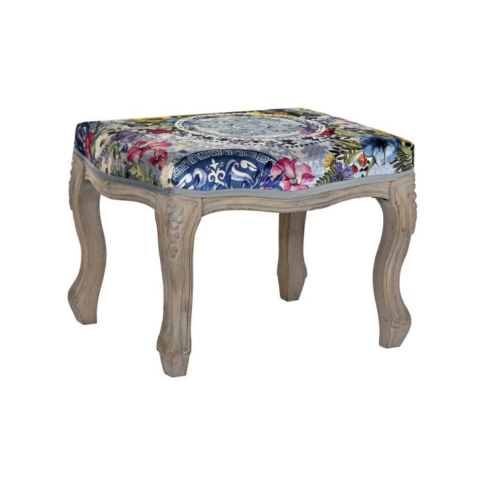 Banqueta DKD Home Decor Abeto Poliéster Multicolor (58 x 47,5 x 41 cm)