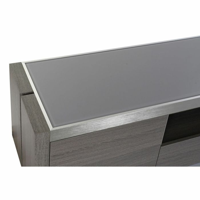 Mueble de TV DKD Home Decor Gris Aluminio Cristal Roble Cristal Templado 200 x 45 x 42 cm 1