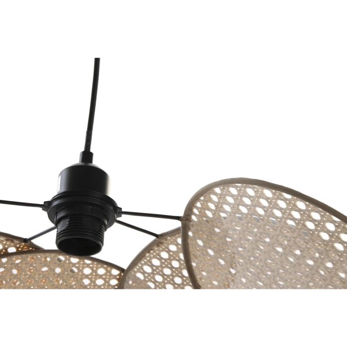 Lámpara de Techo DKD Home Decor Negro Metal Marrón Algodón Ratán 250 V (64 x 64 x 20 cm) 6