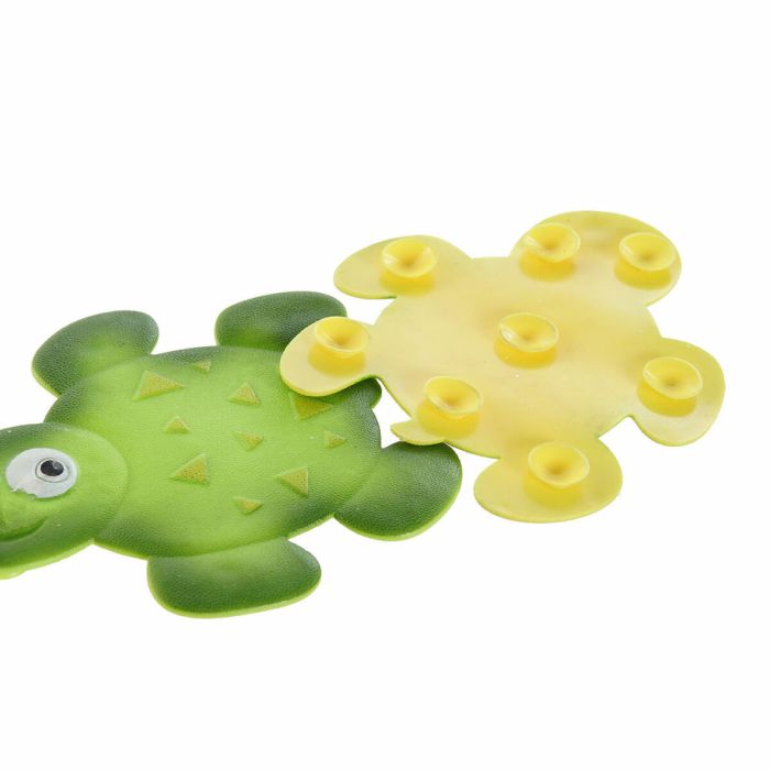 Alfombra de baño DKD Home Decor 11,5 x 1 x 10 cm Verde Amarillo Infantil Tortuga PVC 10 cm (2 Unidades) 1