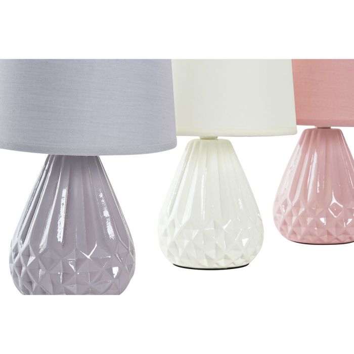 Lámpara de mesa DKD Home Decor 25W Gris Rosa Marfil 220 V (18 x 18 x 28 cm) (3 Unidades) 3