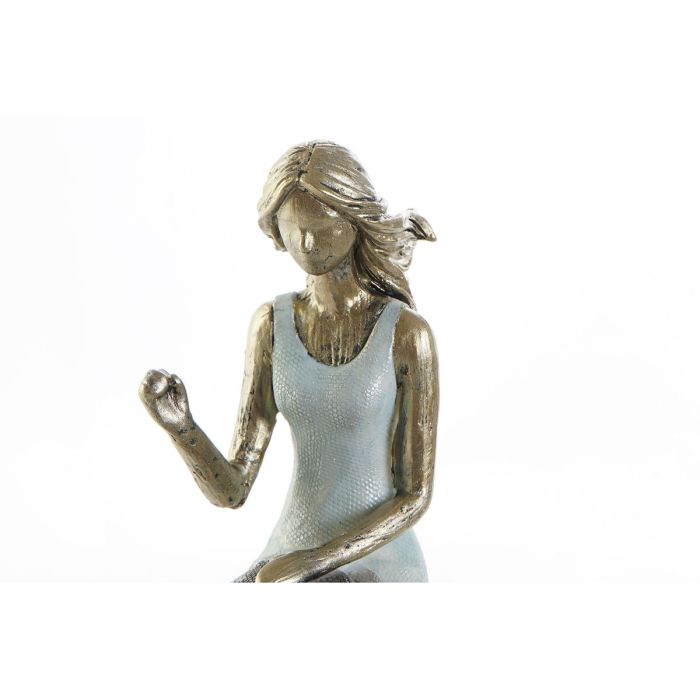 Figura Decorativa DKD Home Decor Azul Dorado Mujer 13 x 8,5 x 17,5 cm 1
