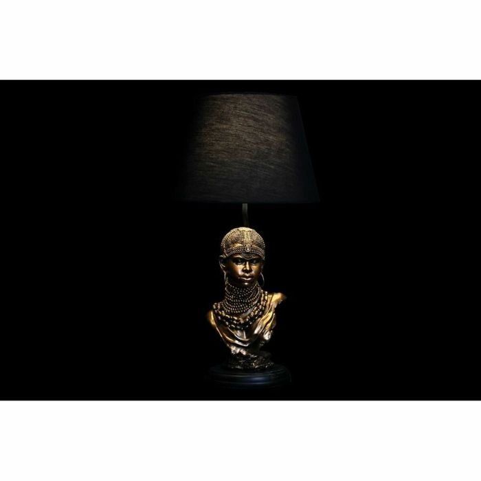 Lámpara de mesa DKD Home Decor Negro Dorado Poliéster Resina Africana (31 x 31 x 58 cm) 1