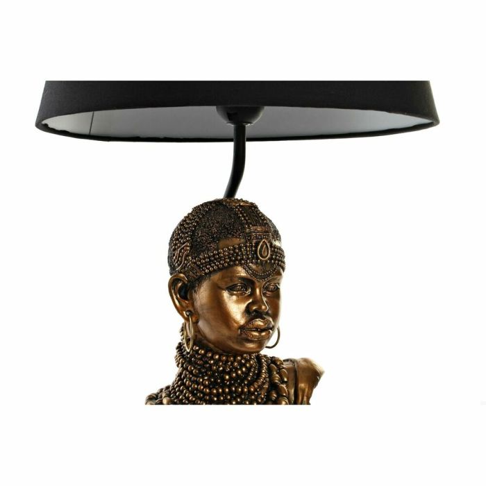 Lámpara de mesa DKD Home Decor Negro Dorado Poliéster Resina Africana (31 x 31 x 58 cm) 2