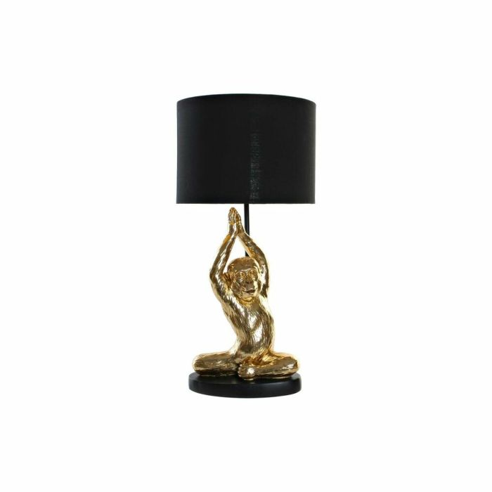 Lámpara de mesa DKD Home Decor Negro Dorado Poliéster Resina Mono (25 x 25 x 48 cm)
