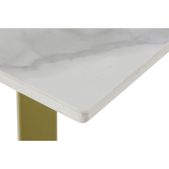 Mesa de Comedor DKD Home Decor Cerámica Dorado Metal Blanco 160 x 90 x 76 cm 1