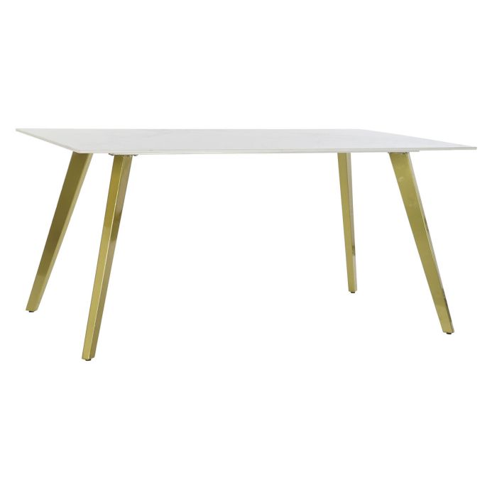 Mesa de Comedor DKD Home Decor Cerámica Dorado Metal Blanco 160 x 90 x 76 cm 3