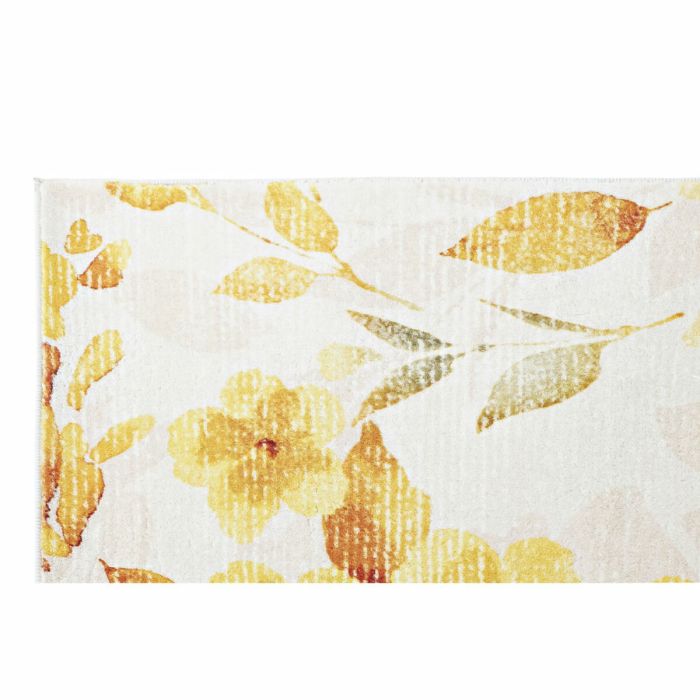 Alfombra DKD Home Decor Amarillo Blanco Poliéster Algodón Flores (200 x 290 x 0.5 cm) 2