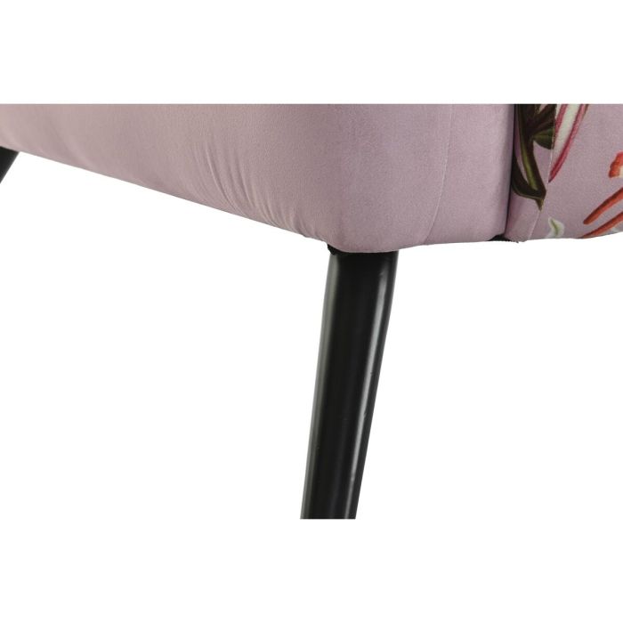 Sofá DKD Home Decor Negro Rosa Metal Poliéster Shabby Chic (140 x 71 x 71 cm) 4