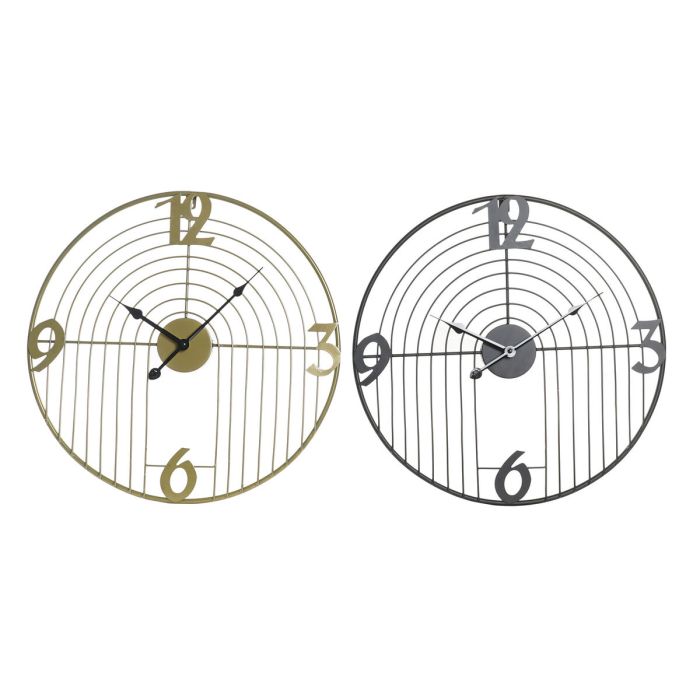 Reloj de Pared DKD Home Decor Negro Dorado Metal Moderno 45 x 3 x 45 cm (2 Unidades)