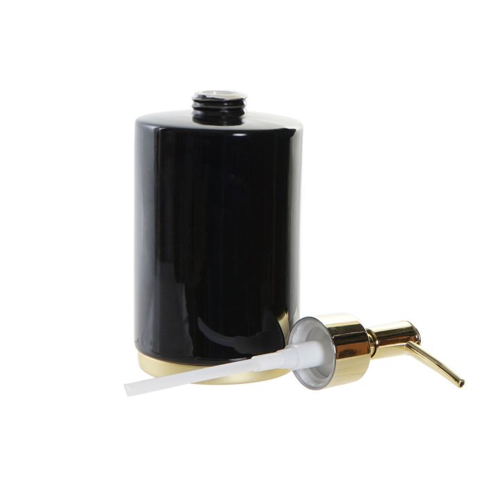 Dispensador de Jabón DKD Home Decor Glam Negro Dorado Metal (8 x 8 x 19 cm) 1
