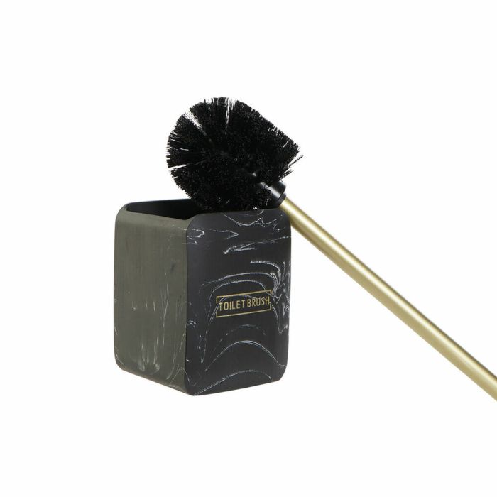 Escobilla para el Baño DKD Home Decor Negro Dorado Metal Resina Mármol 9,5 x 9,5 x 37 cm 1